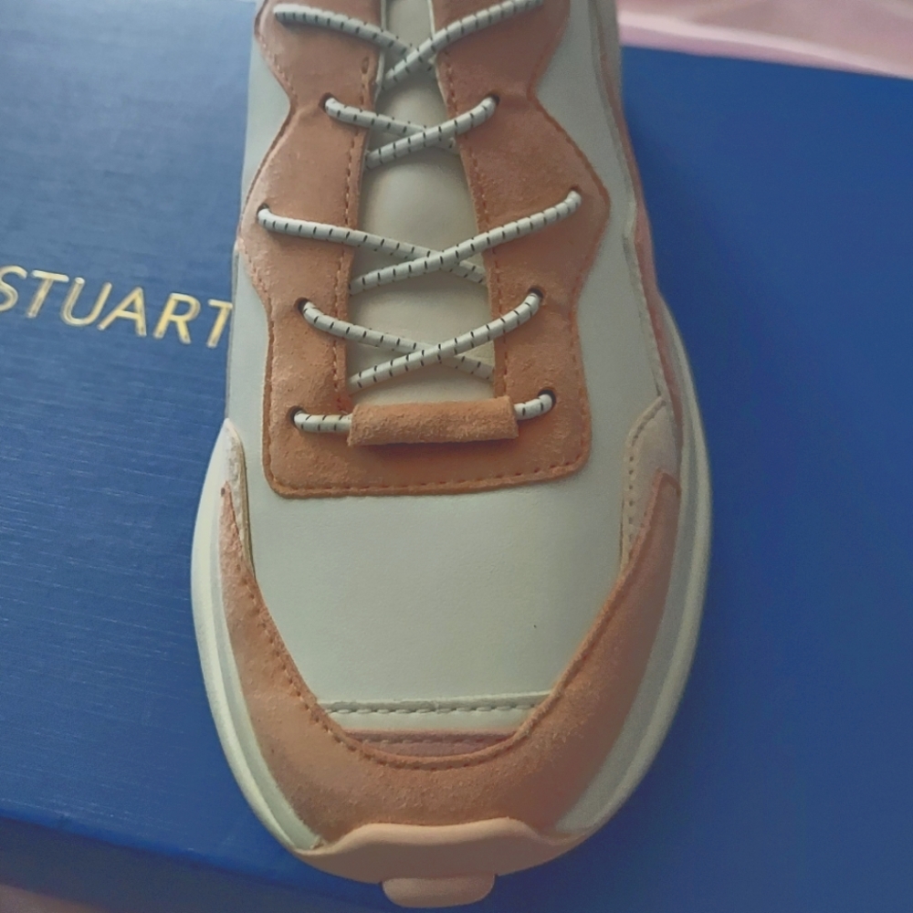 Stuart Weitzman sneakers pink n beige suede
